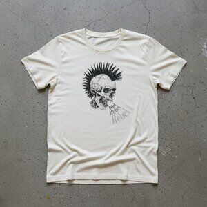 Punk Mohawk Skull Rebel Rocker Cream Graphic Tee Edgy Women's Shirt